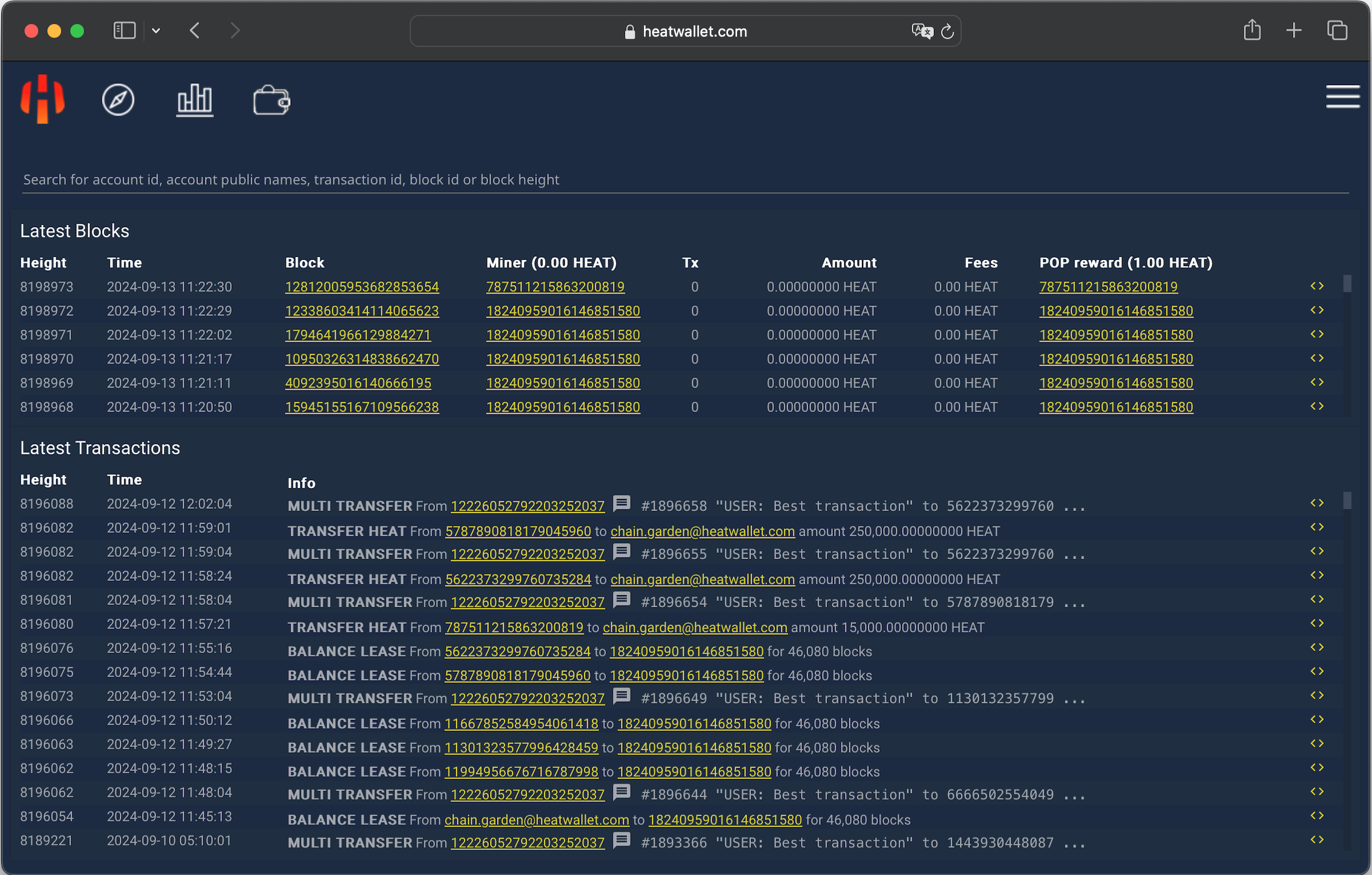 Screenshot of legacy web wallet